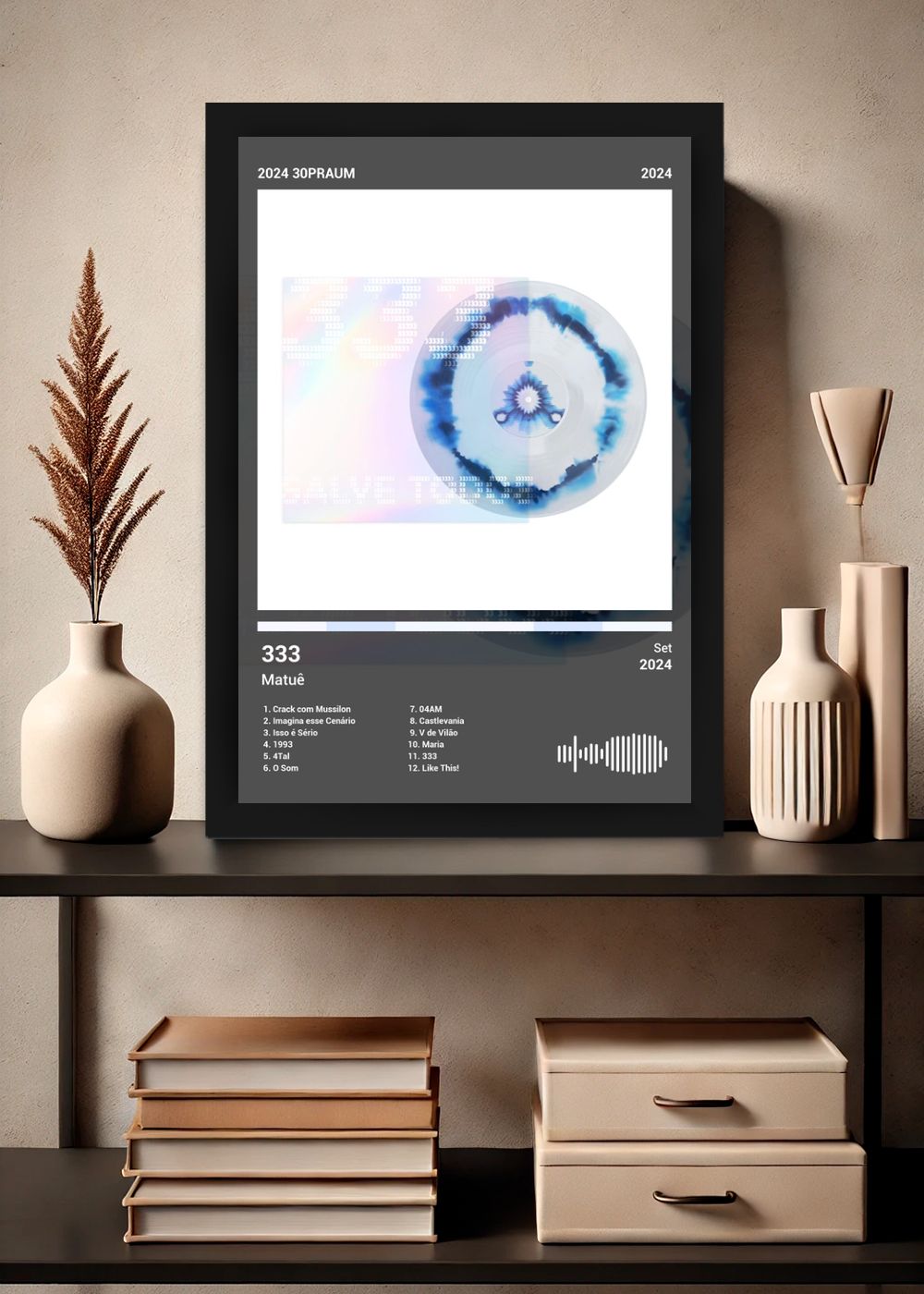 Quadro Decorativo Matuê 333 (Dark) Com Vidro