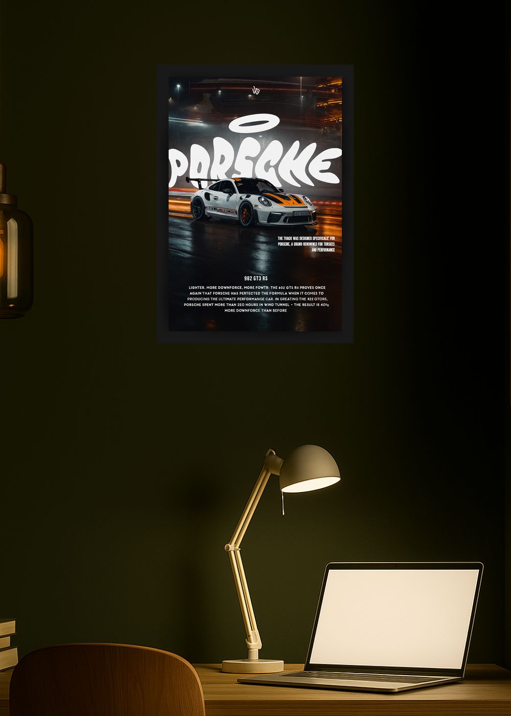 Quadro Decorativo Porsche 992 GT3 RS Com Vidro