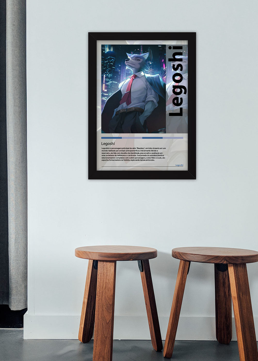 Quadro Decorativo Legoshi - Beastars O Lobo Bom - Com vidro