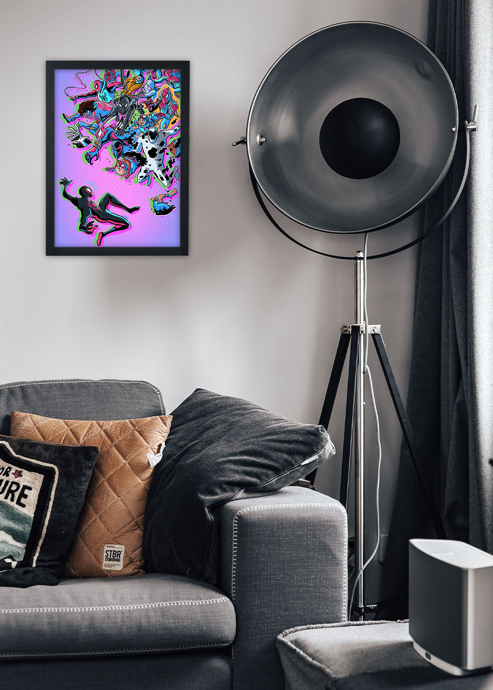 Quadro Homem Aranha e o mundo aranha - Com vidro