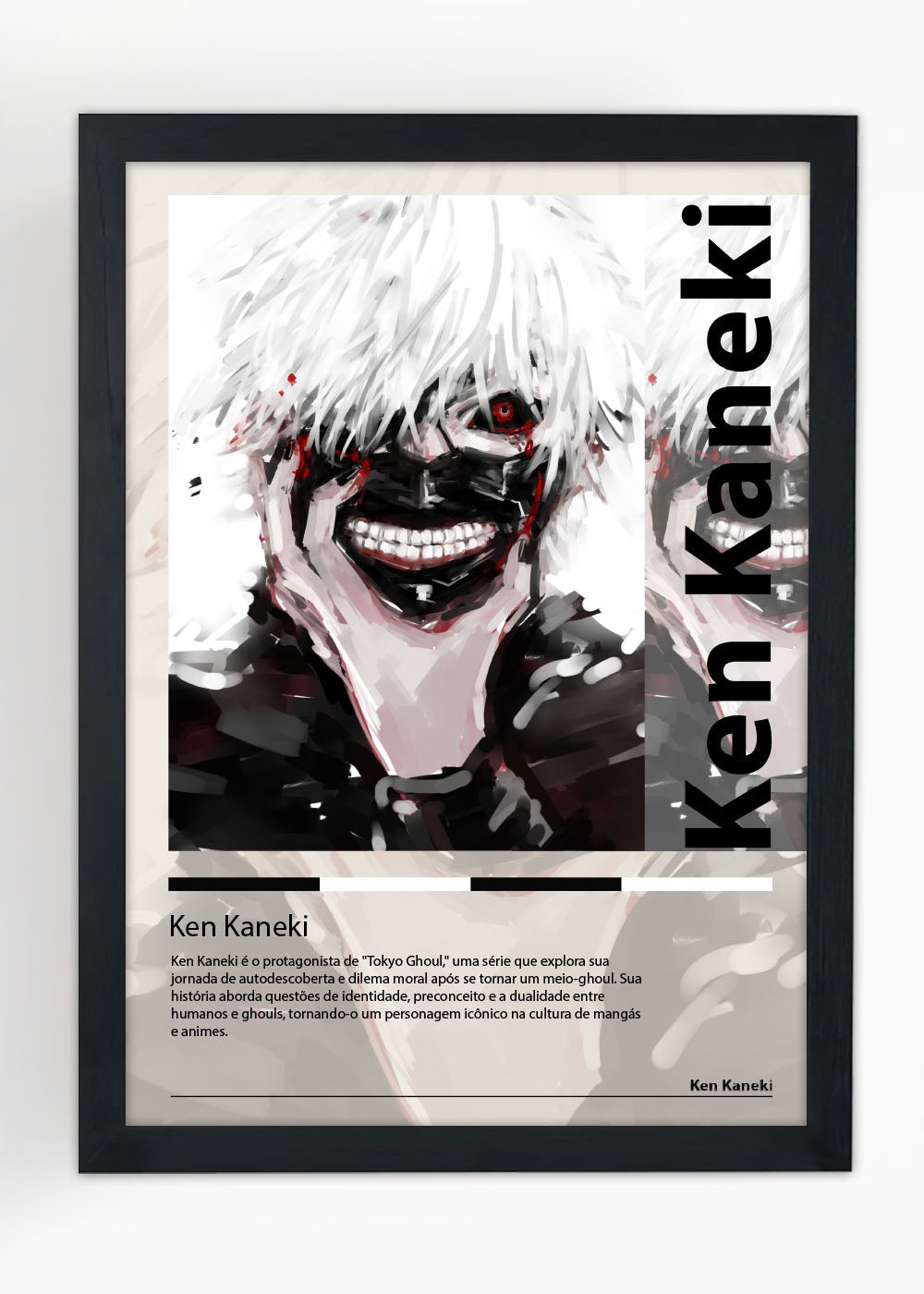 Quadro Decorativo Ken Kaneki - Tokyo Ghoul - Com vidro