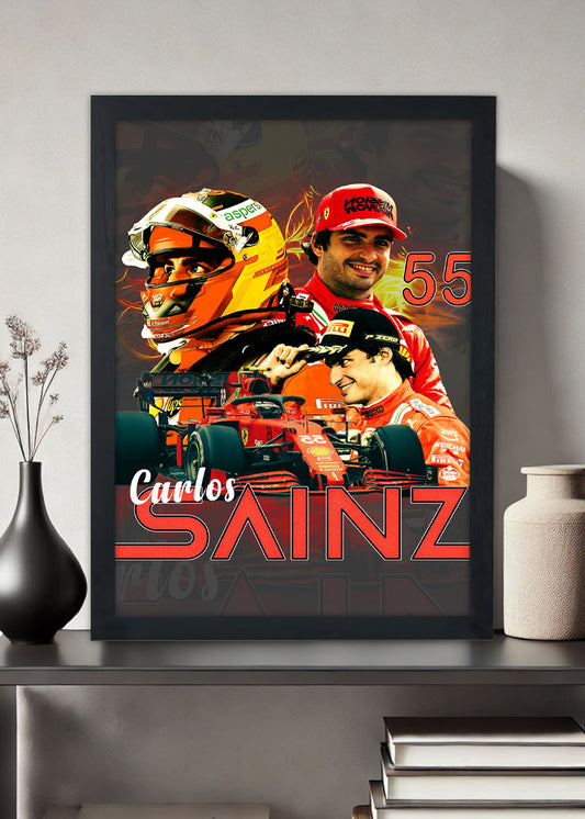 Quadro Piloto Carlos Sainz - Com vidro