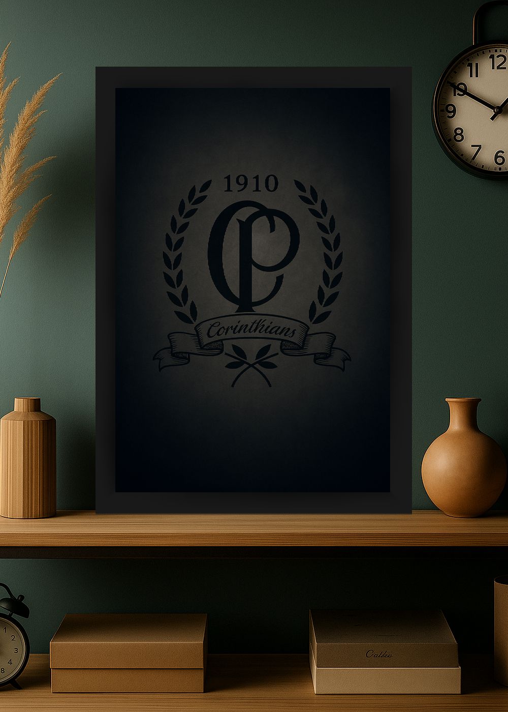 Quadro Corinthians 1910 Retro Com Vidro e Moldura