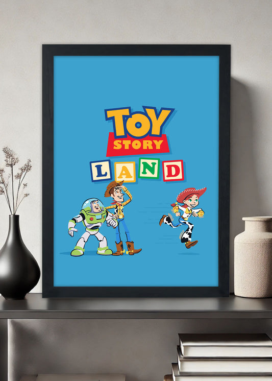 Quadro Decorativo Toy Story Land - Com vidro
