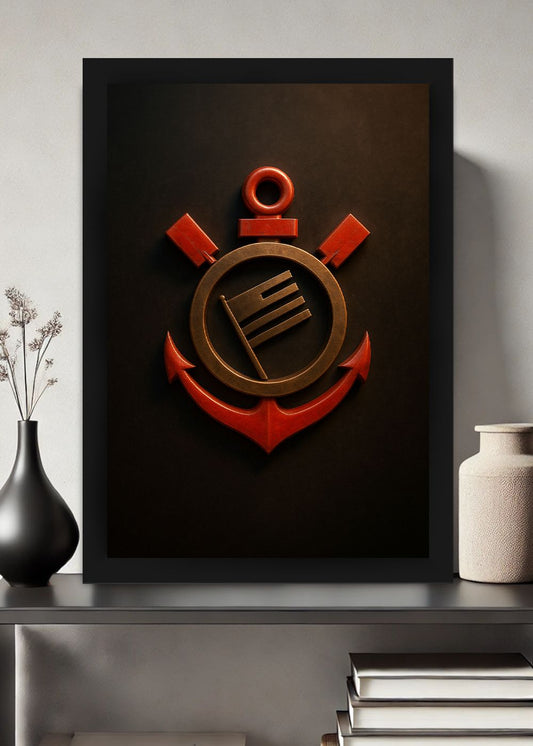 Quadro Corinthians SCCP Escudo Com Vidro e Moldura