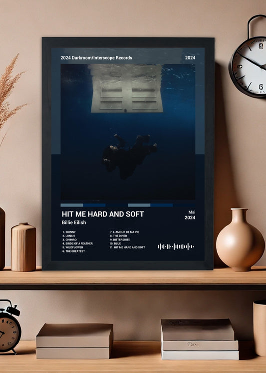 Quadro Billie Eilish HIT ME HARD AND ... (Colored) Com Vidro