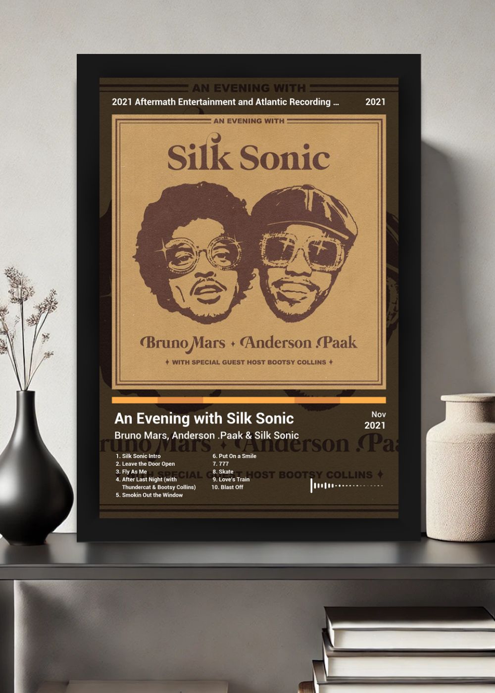 Quadro Bruno Mars An Evening with Silk S... (Dark) Com Vidro