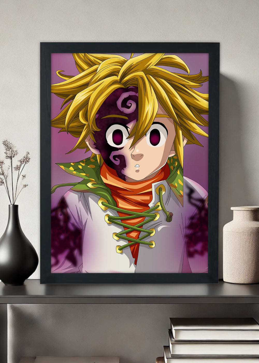 Quadro Meliodas com os traços demoniacos - Com vidro
