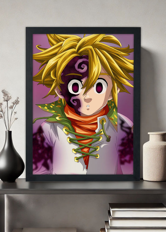 Quadro Meliodas com os traços demoniacos - Com vidro