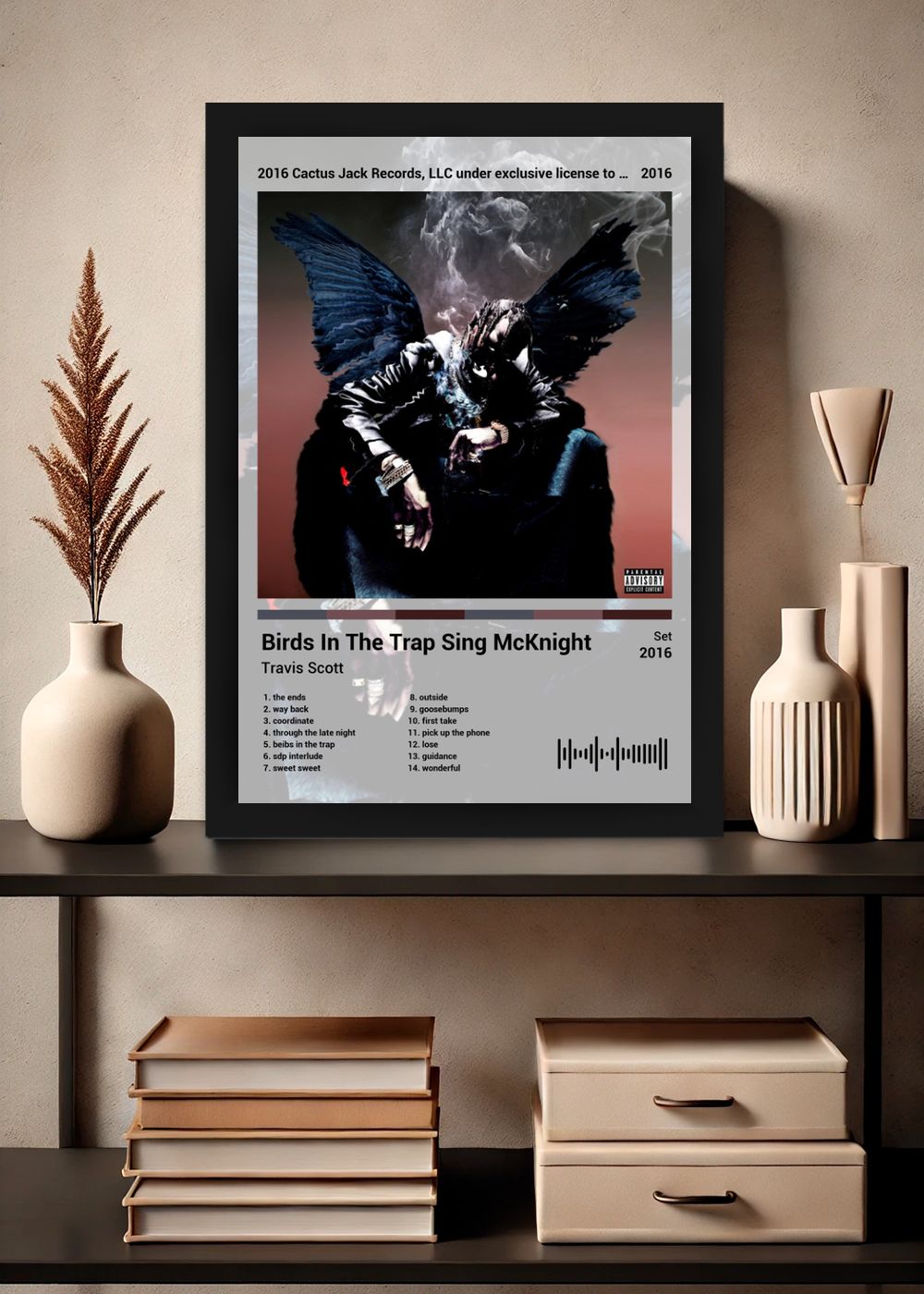 Quadro Travis Scott Birds In The Trap S... (Light) Com Vidro