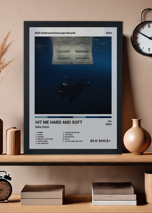 Quadro Billie Eilish HIT ME HARD AND SOFT (Light) Com Vidro