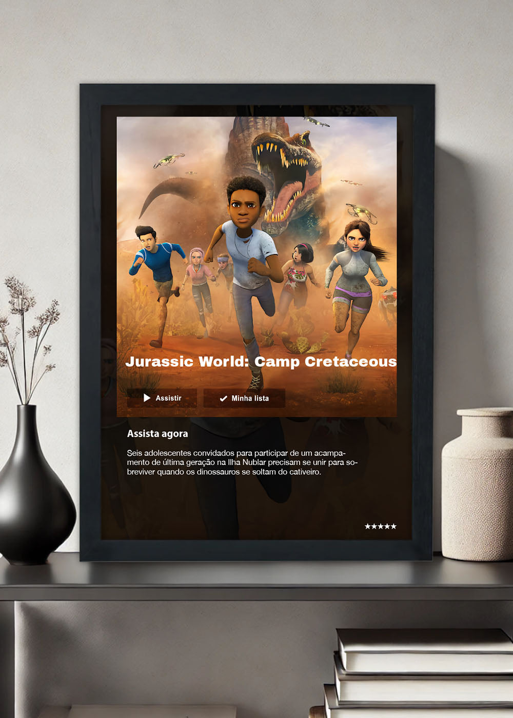 Quadro Decorativo Jurassic World Camp Cretaceous - Com vidro