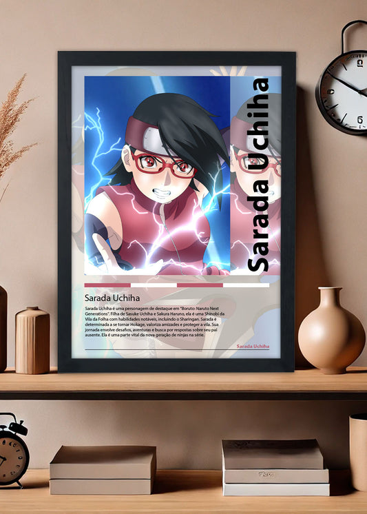 Quadro Sarada Uchiha - Boruto - Com vidro