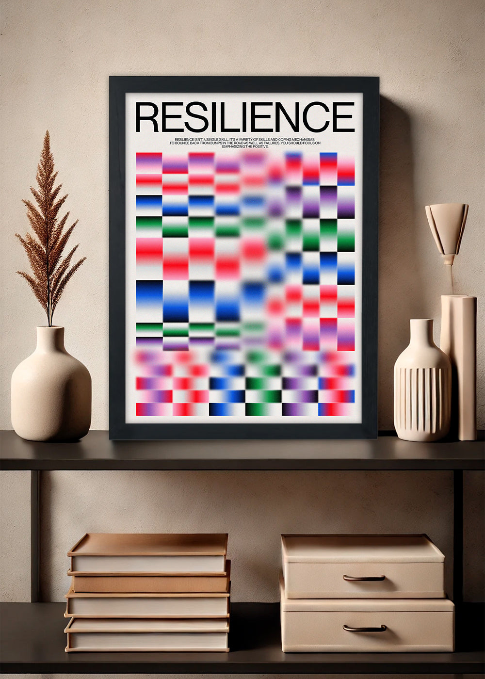 Quadro Decorativo Abstrato Resilience Colors - Com vidro