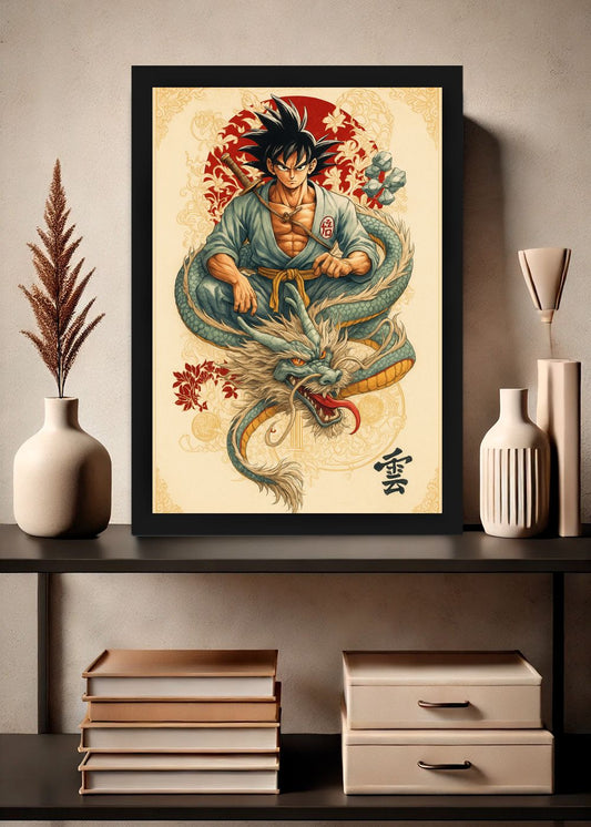 Quadro Goku (Son Goku) Dragon Ball Com Vidro e Moldura