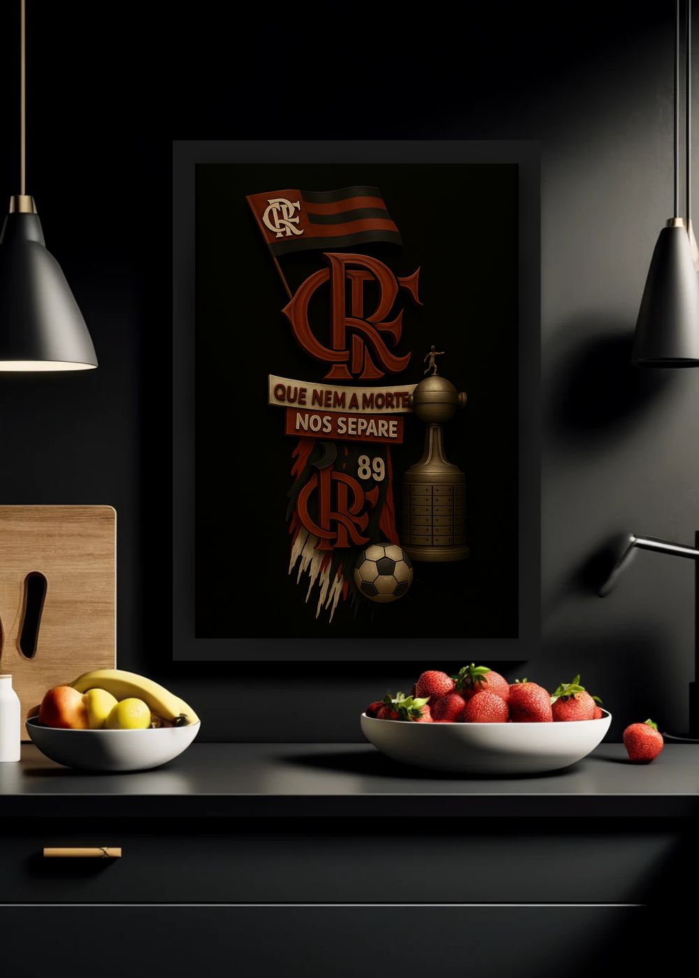Quadro Com Vidro Flamengo Até Morrer com Moldura