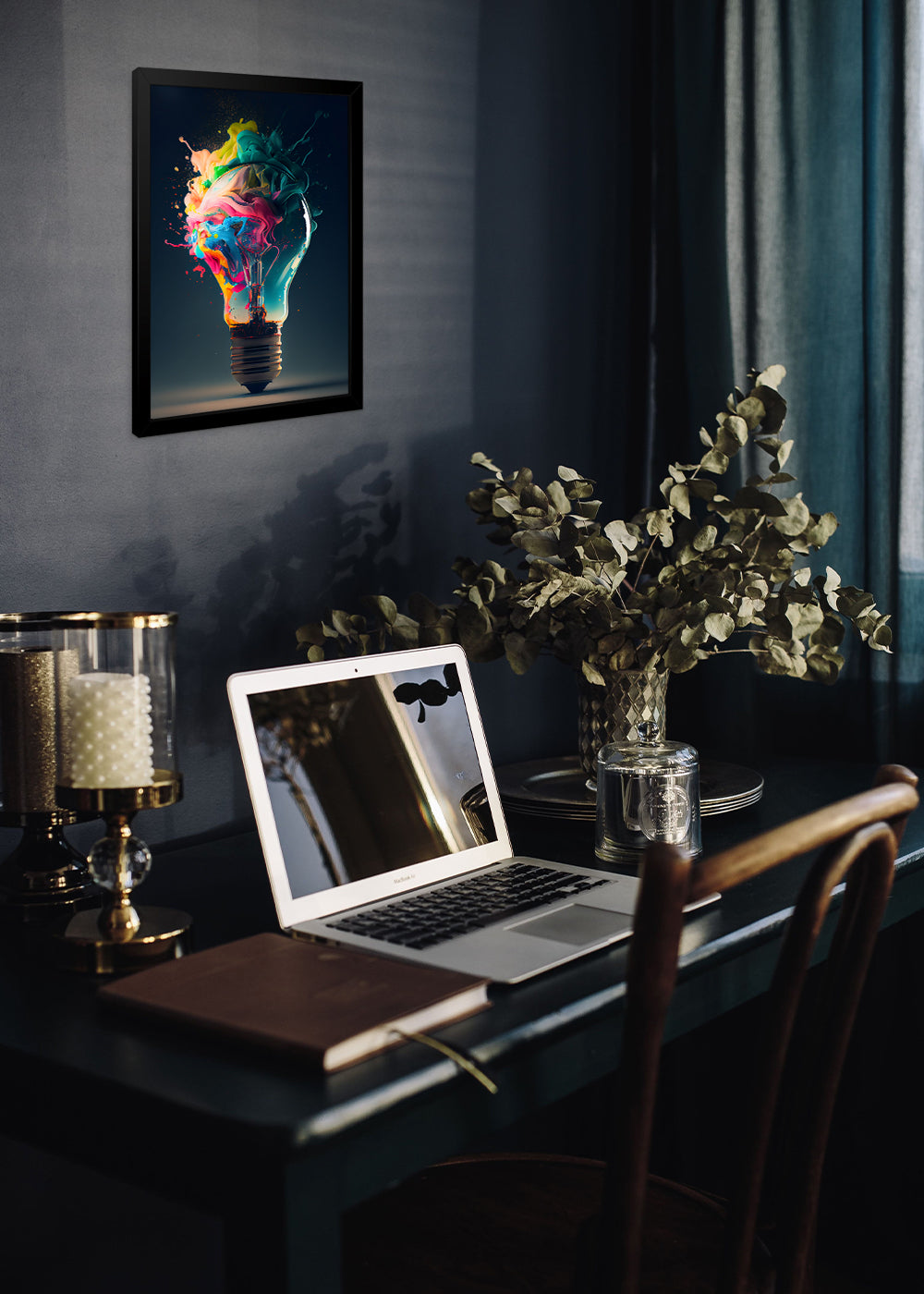 Quadro Decorativo Lampada colorida abstrata - Com vidro