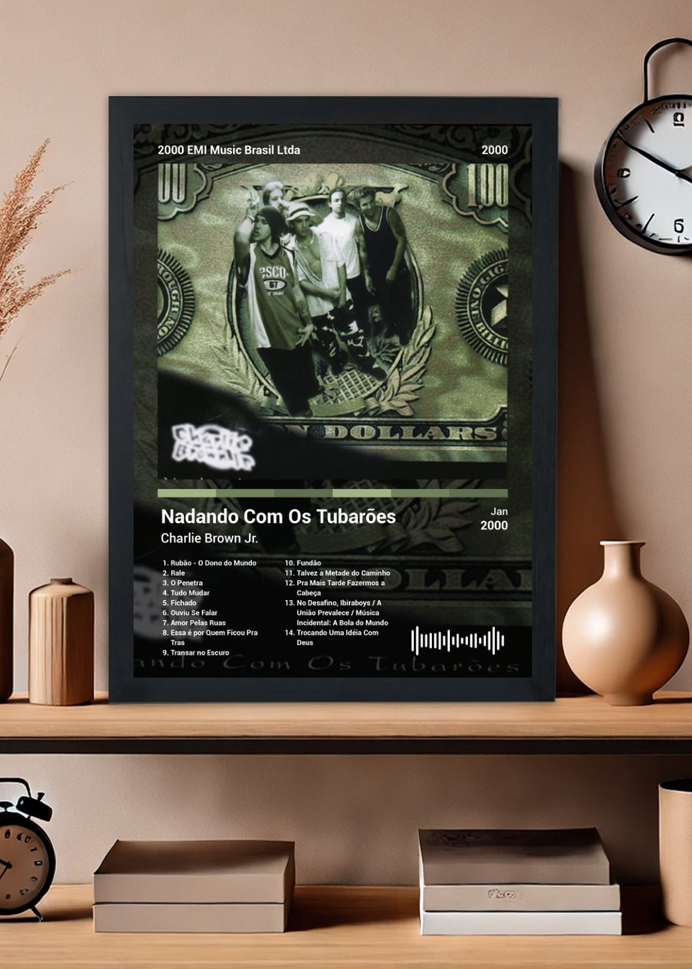Quadro Charlie Brown Jr. Nadando Com Os ... (Dark) Com Vidro