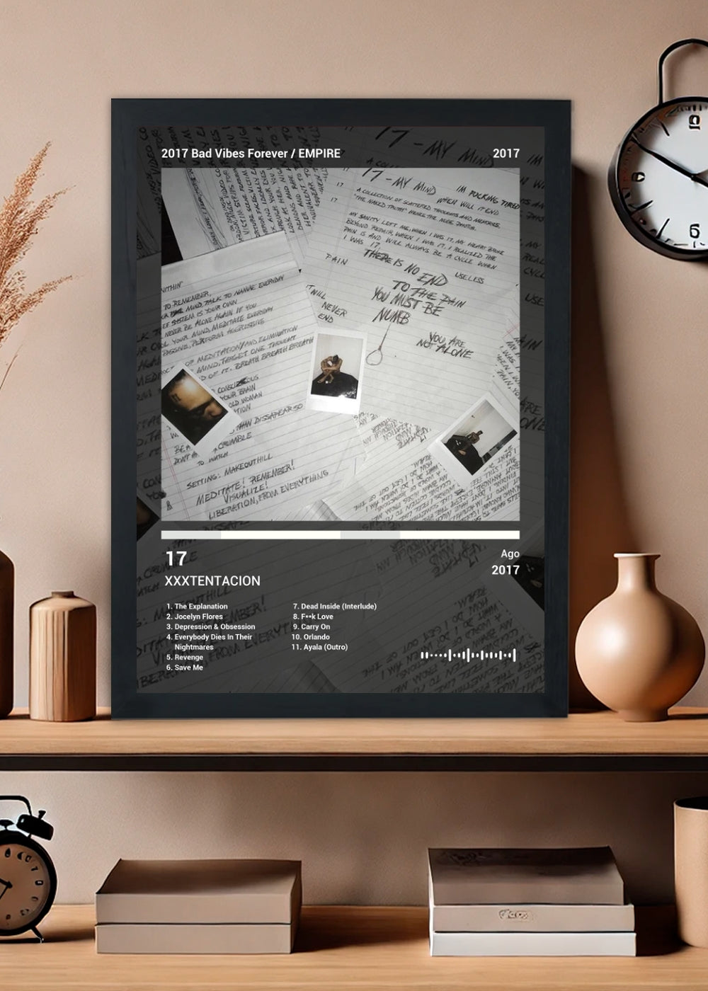Quadro Decorativo XXXTENTACION 17 (Dark) Com Vidro