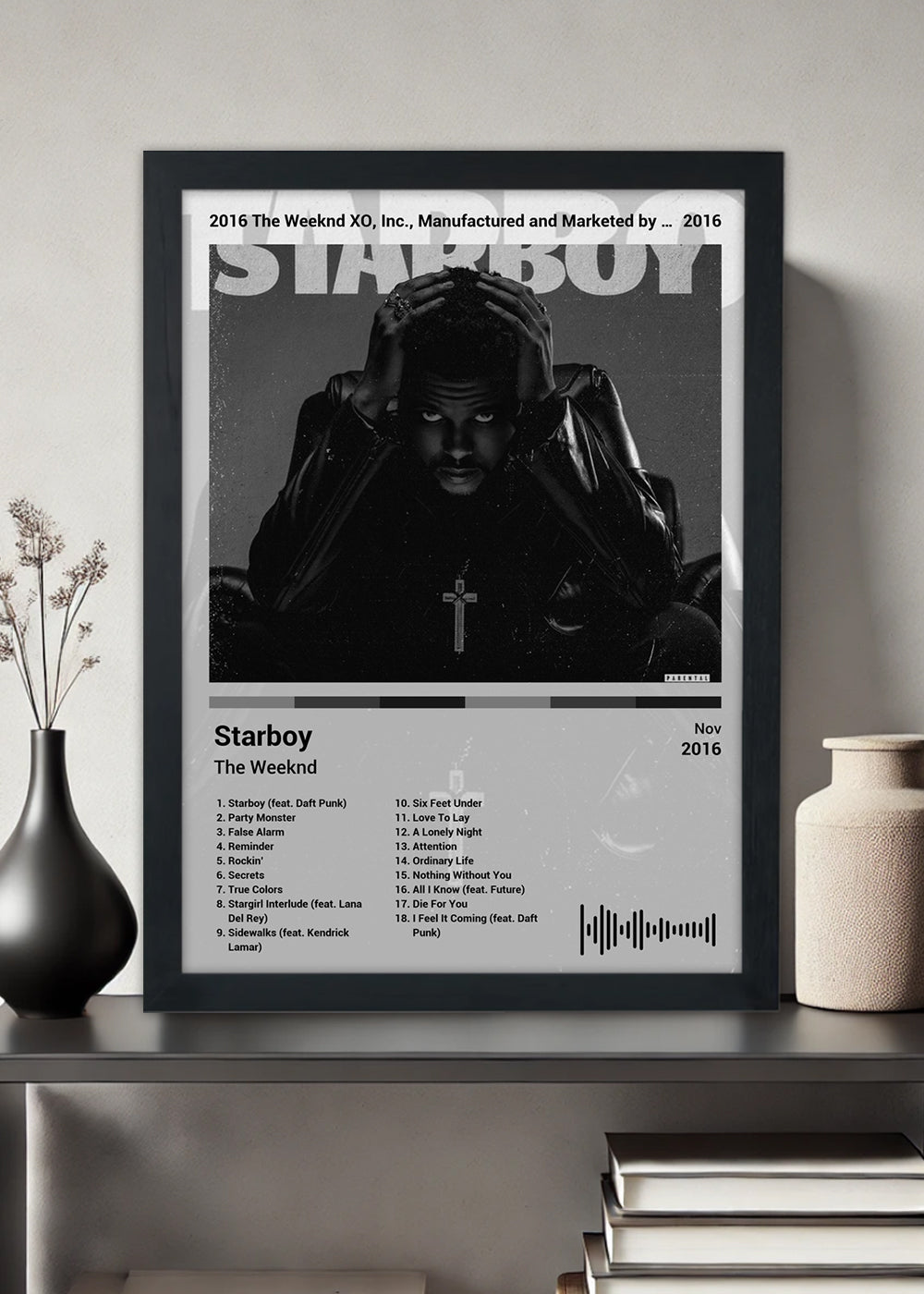 Quadro The Weeknd - Starboy (Black&Light) - Com Vidro