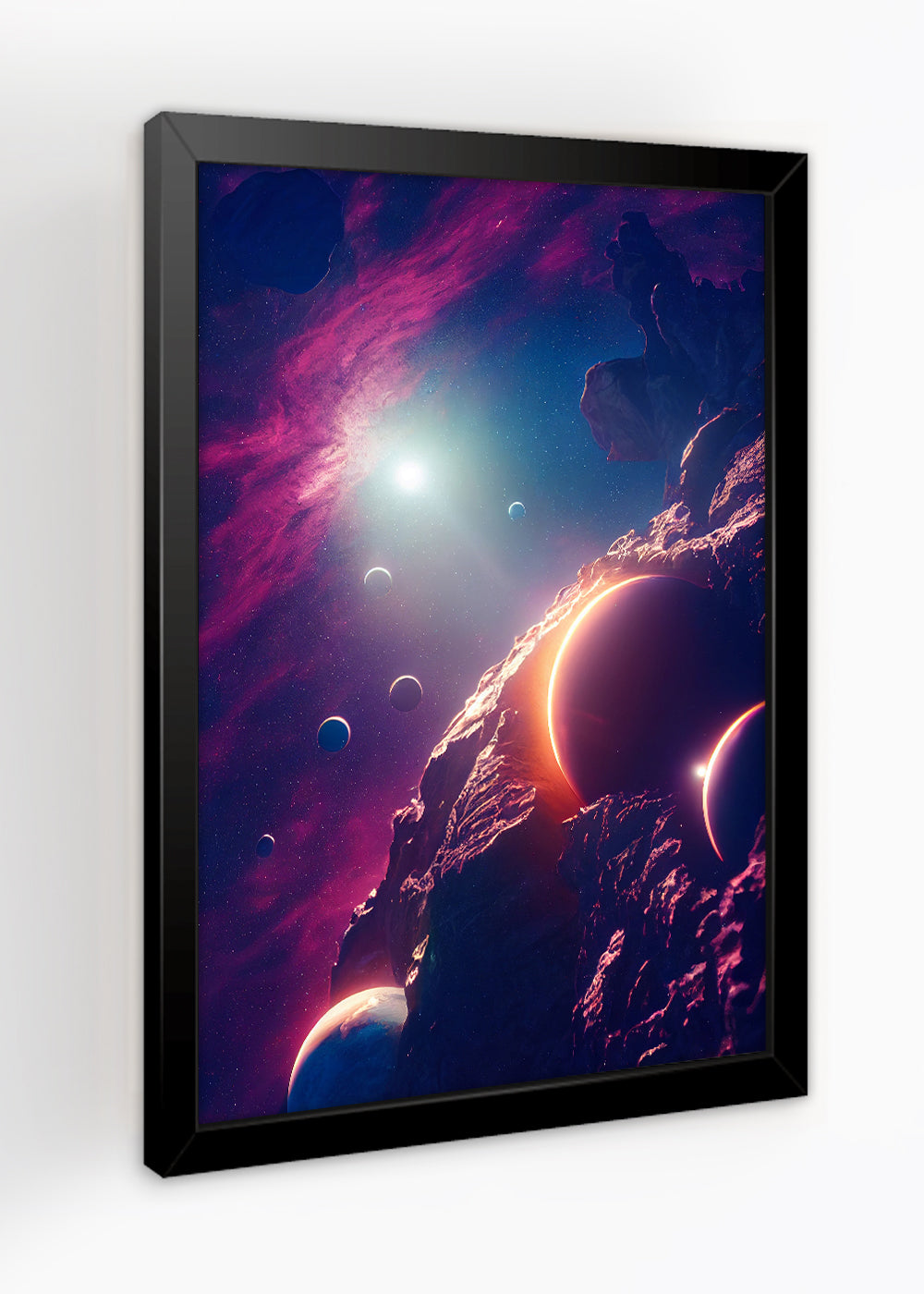 Quadro Decorativo Galaxia de trolls rosas - Com vidro