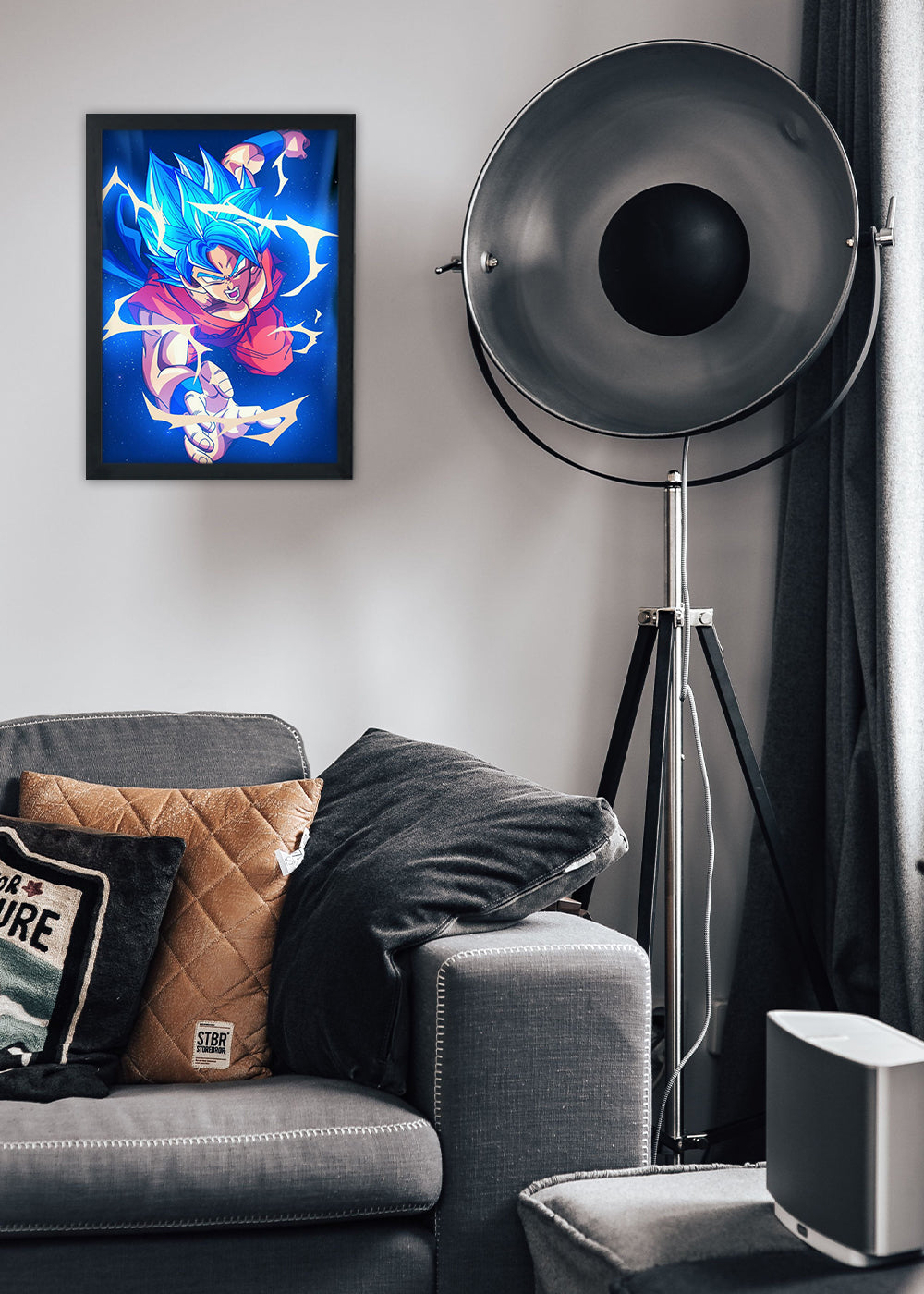 Quadro Dragon Ball Sayadin Blue - Com vidro