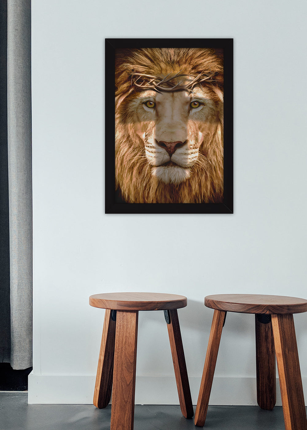 Quadro Coroa de espinhos em um leão - Religião - Com vidro