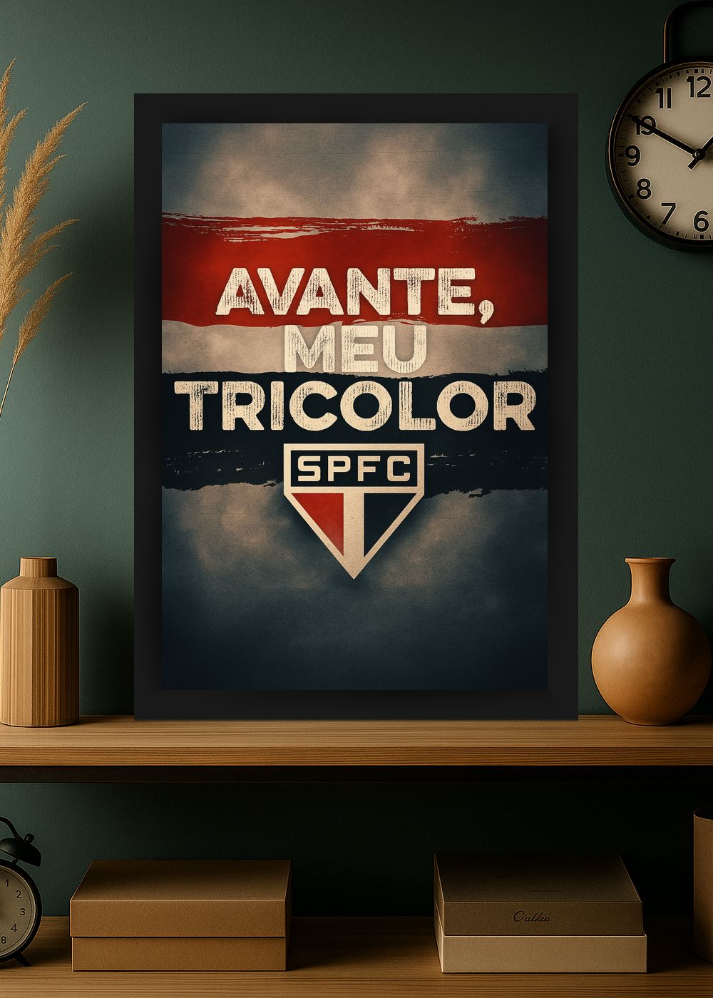 Quadro São Paulo FC Avante SPFC Com Vidro e Moldura