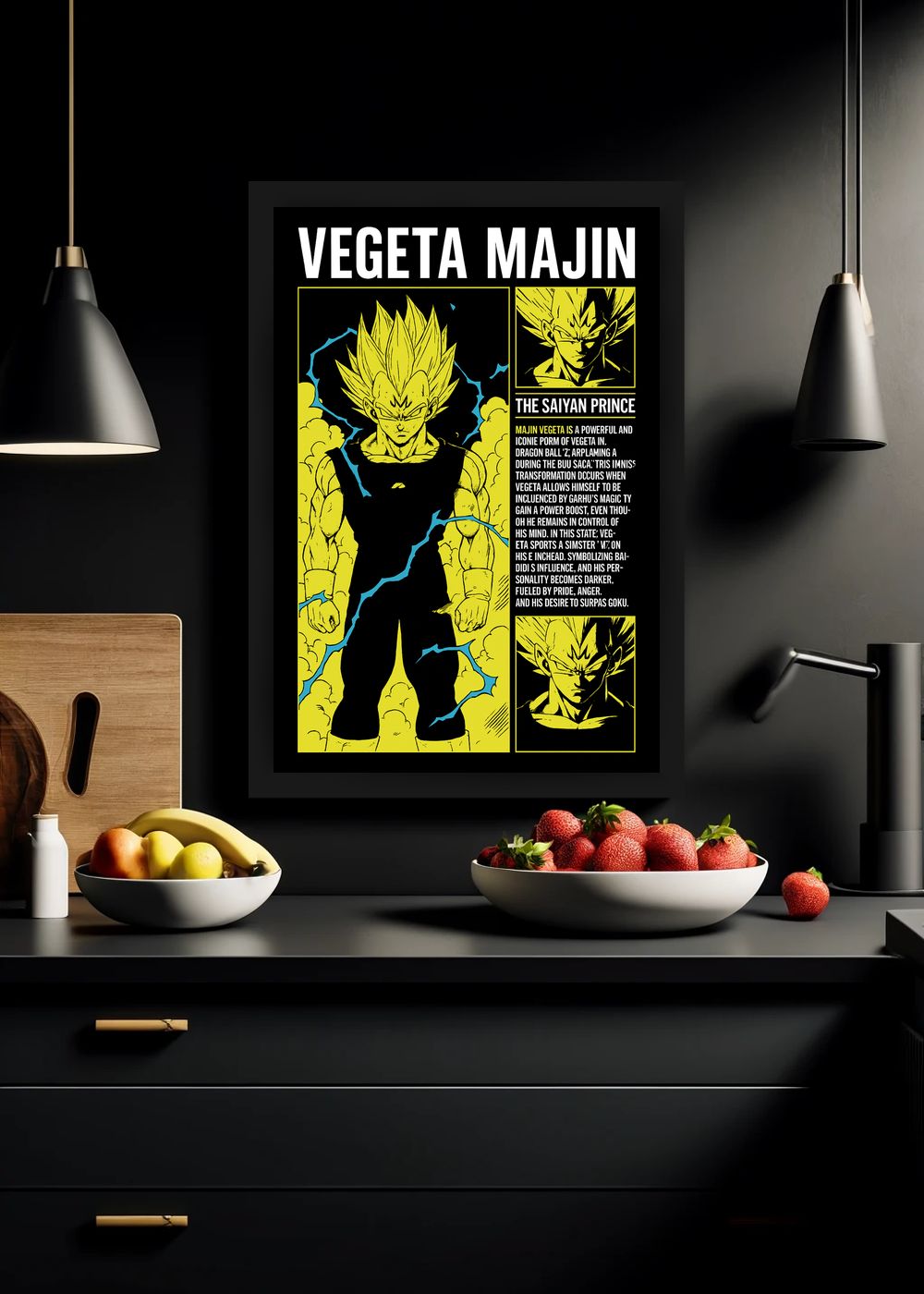 Quadro Decorativo Majin Vegeta o Príncipe Saiyajin Com Vidro