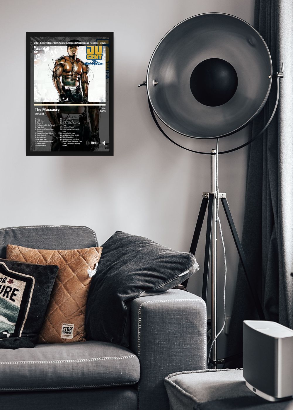 Quadro Decorativo 50 Cent The Massacre (Dark) Com Vidro