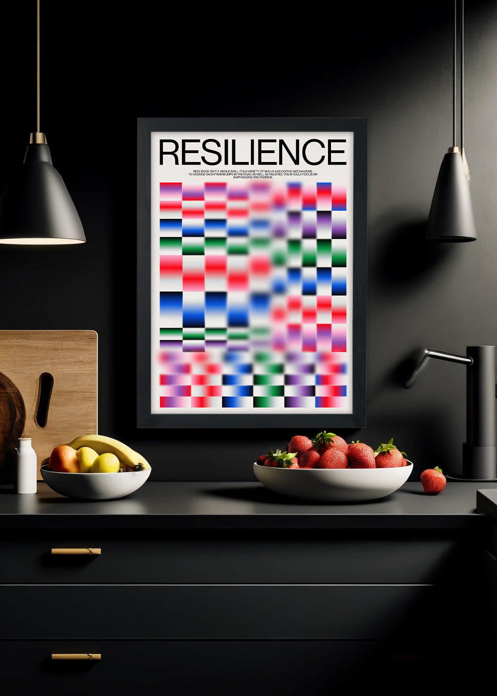 Quadro Decorativo Abstrato Resilience Colors - Com vidro