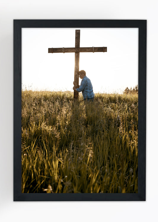 Quadro Rezando para o seu Deus - religioso - Com vidro