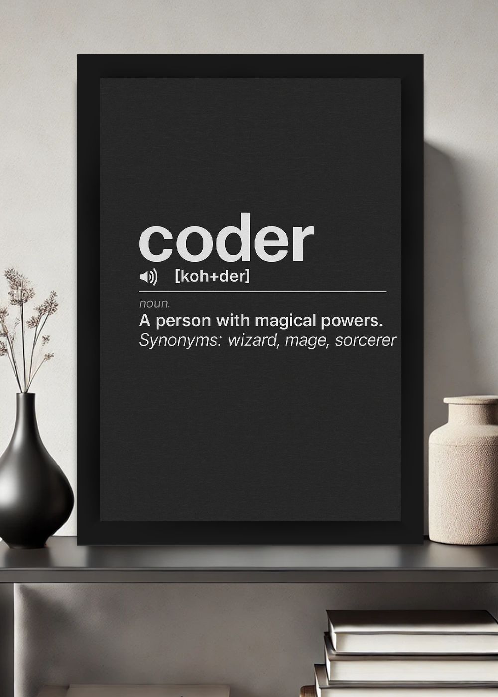 Quadro Coder Programador Geek com Vidro e Moldura