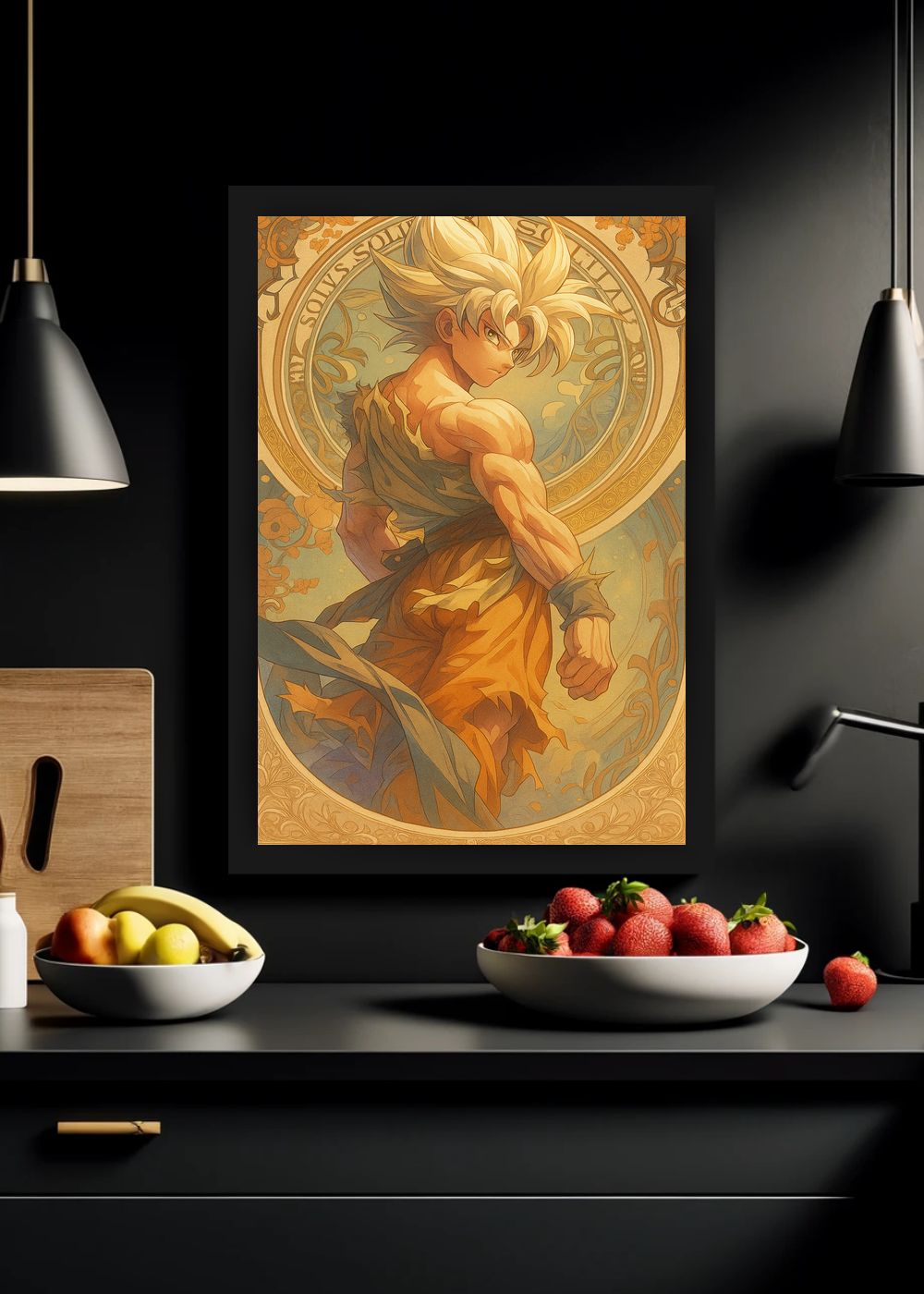 Quadro Goku Aura Dragon Ball Com Vidro e Moldura