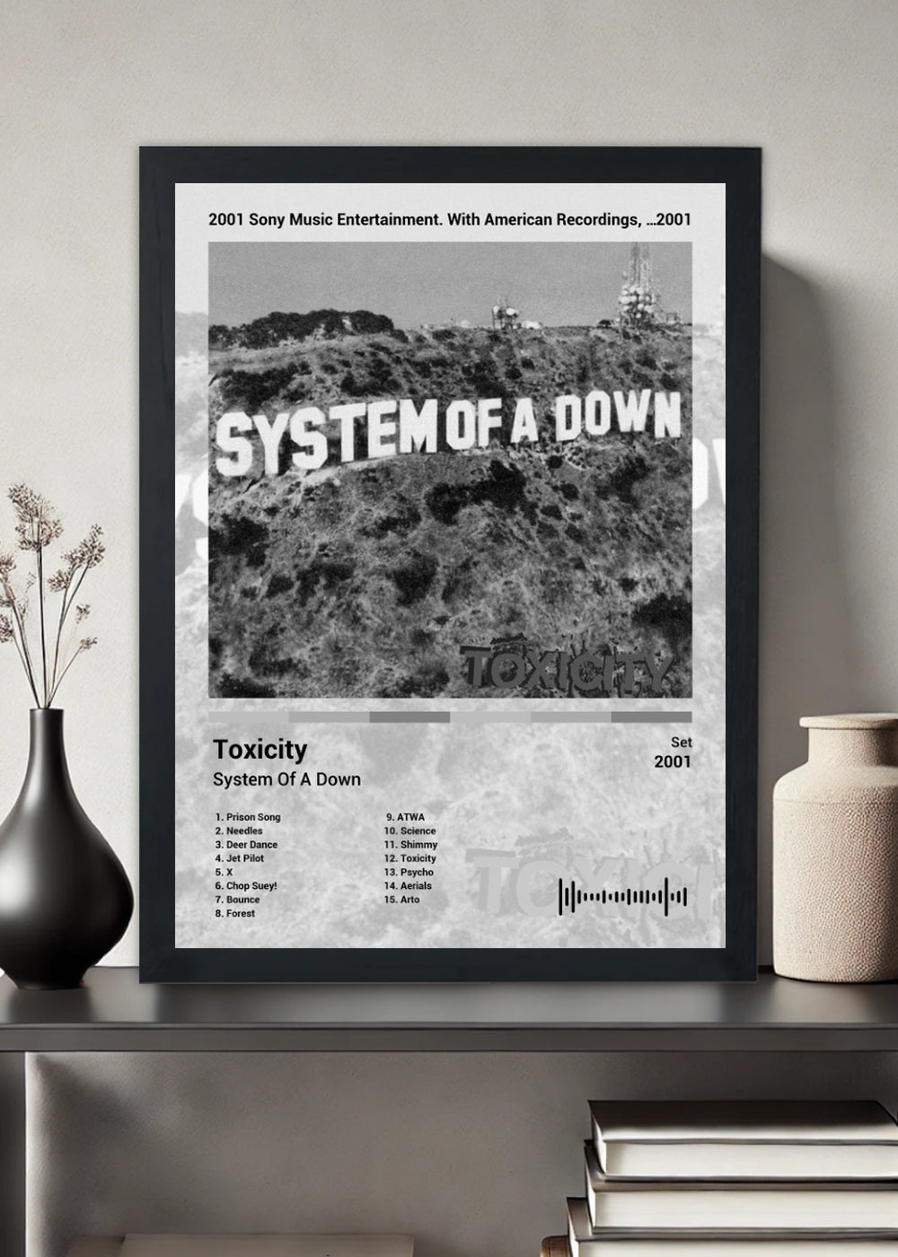 Quadro System Of A Down Toxicity (Black&white) Com Vidro