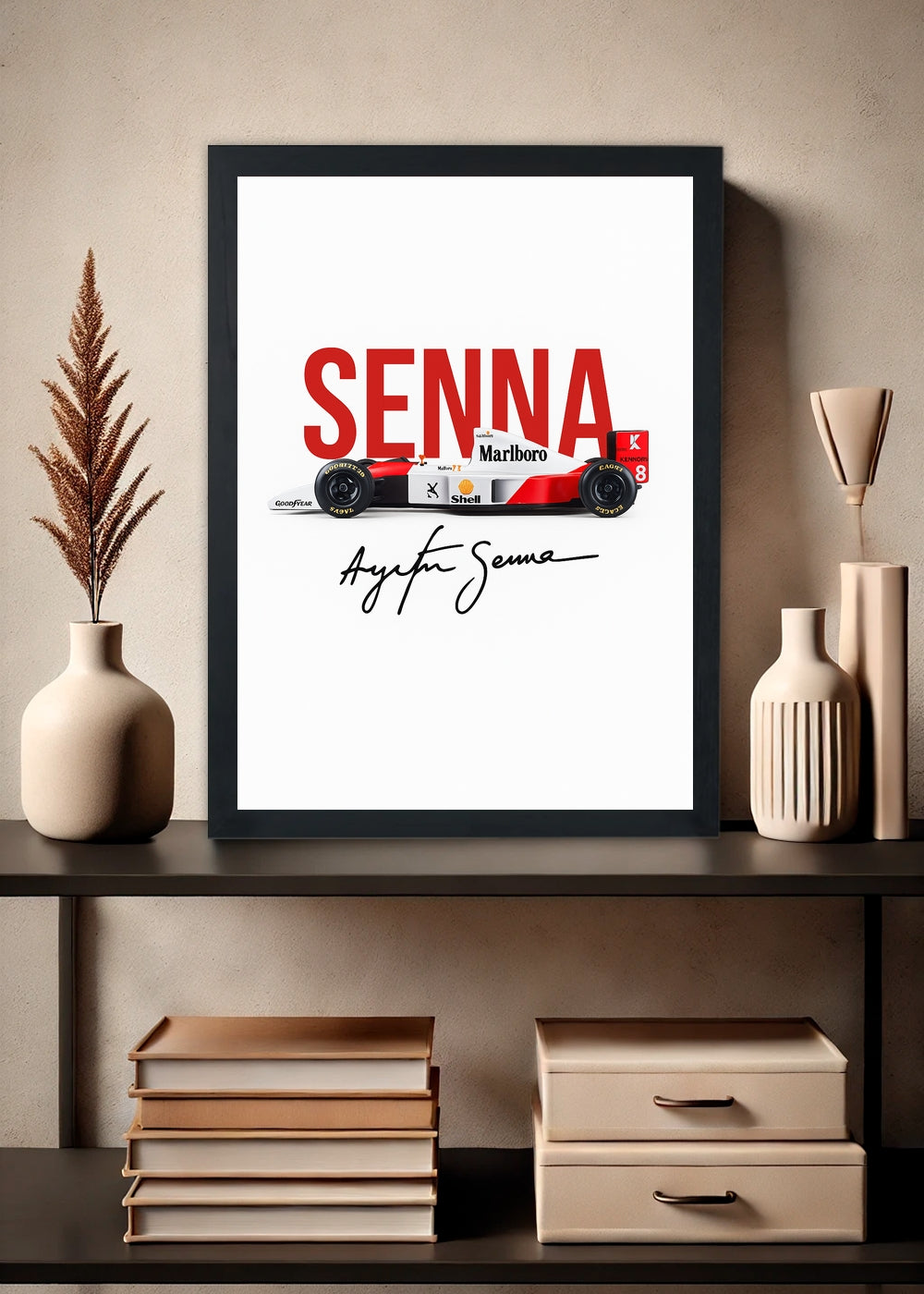Quadro Decorativo Ayrton Senna McLaren F1 Com Vidro