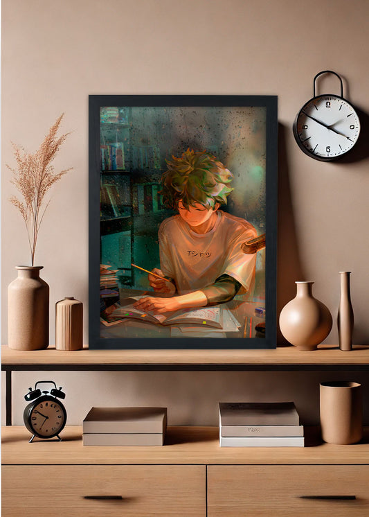 Quadro My Hero Academia, Izuku Midoriya - Com vidro