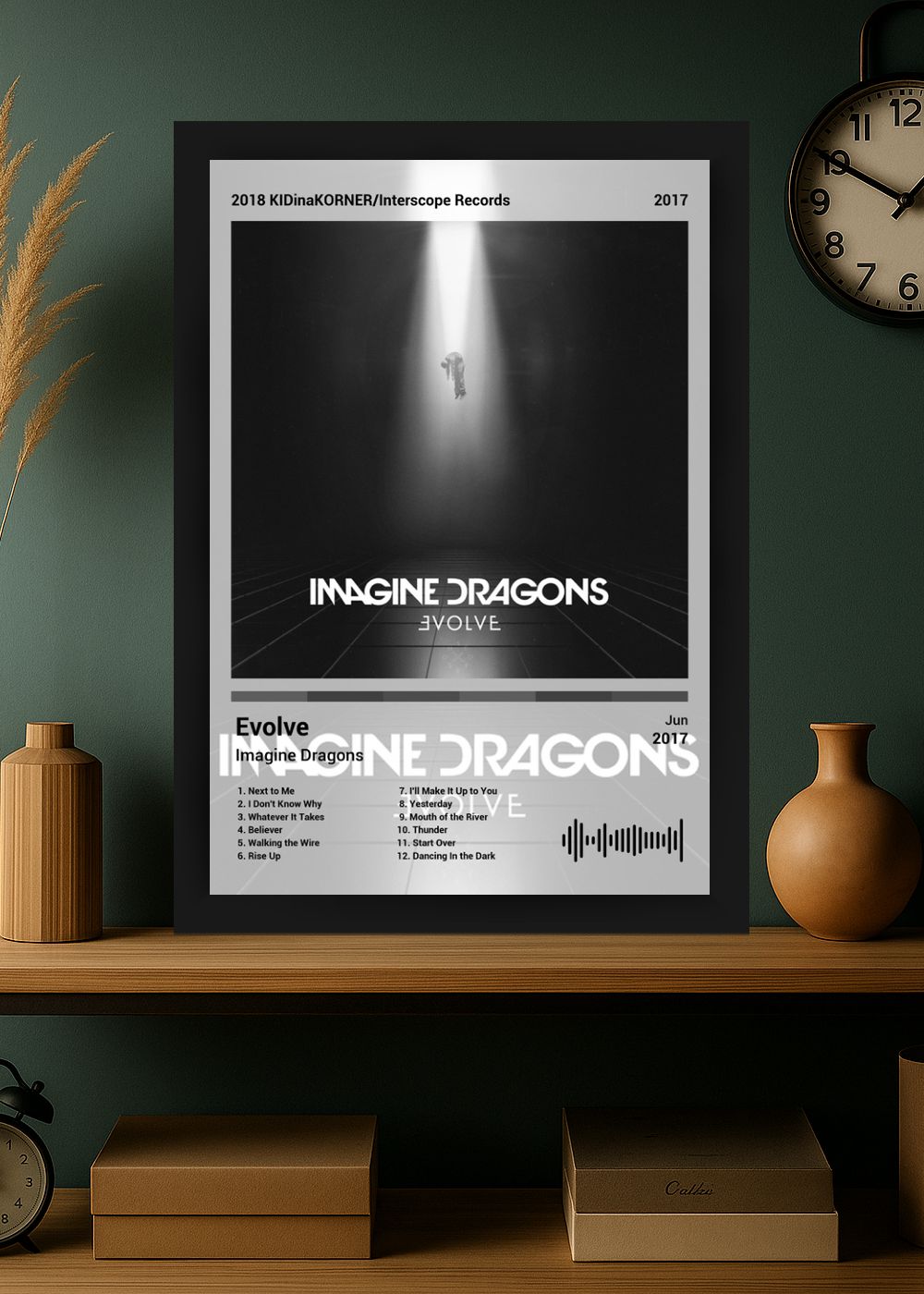 Quadro Imagine Dragons Evolve (Black&white) Com Vidro