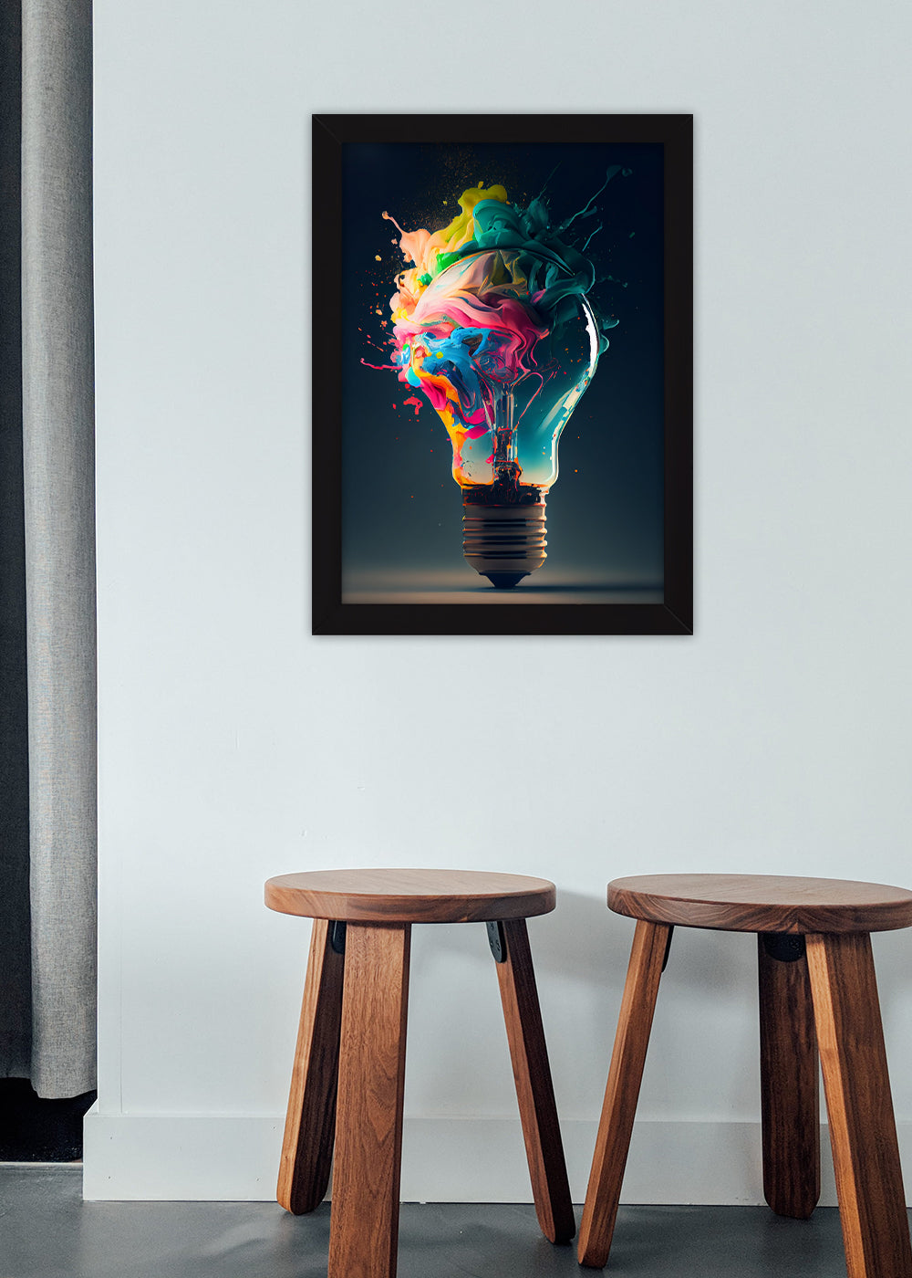 Quadro Decorativo Lampada colorida abstrata - Com vidro