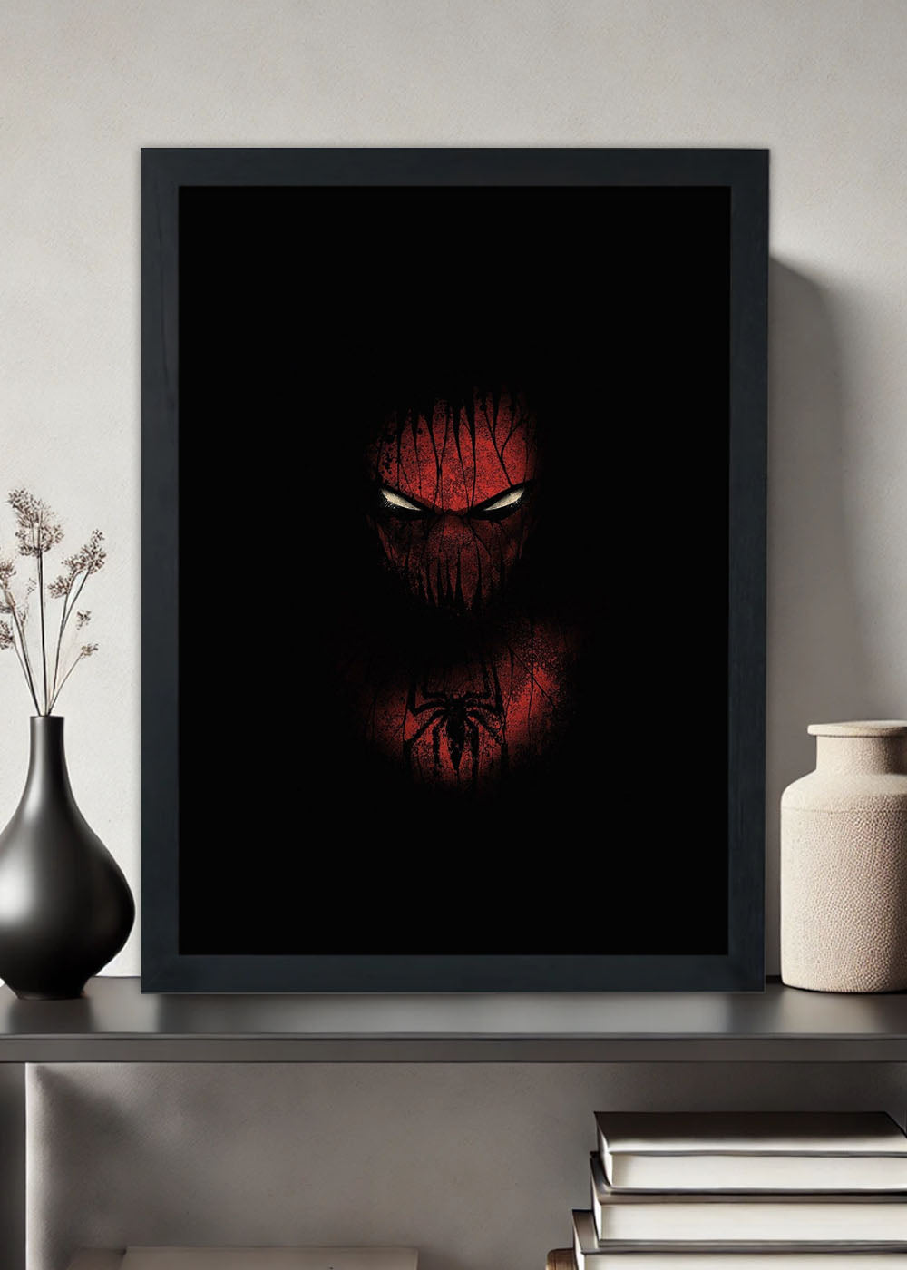 Quadro Decorativo Homem aranha sombrio - Com vidro