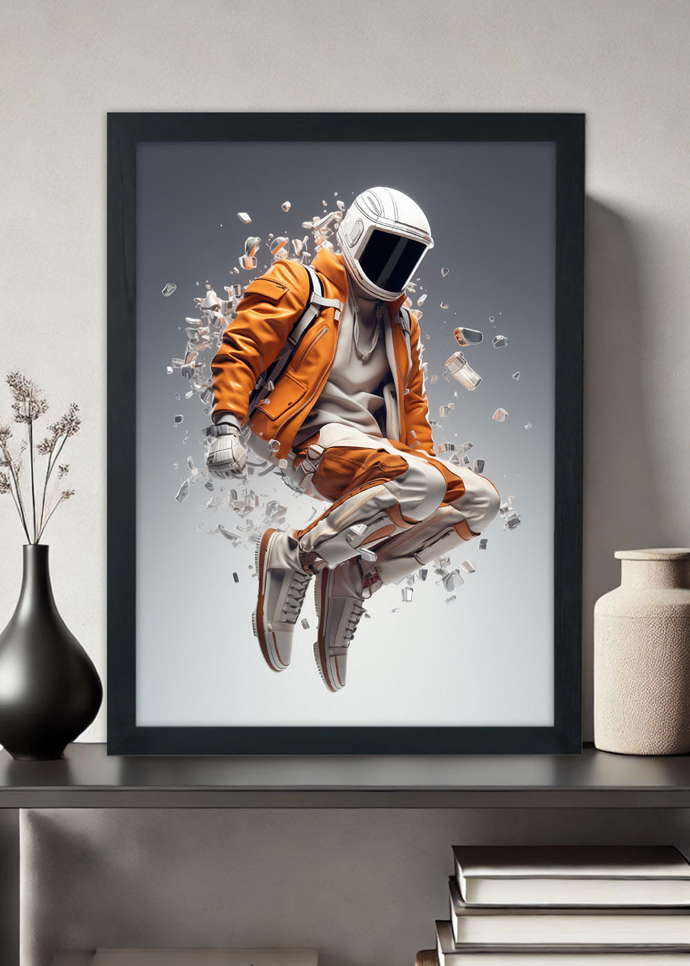 Quadro Astronauta em pedaços - Com vidro