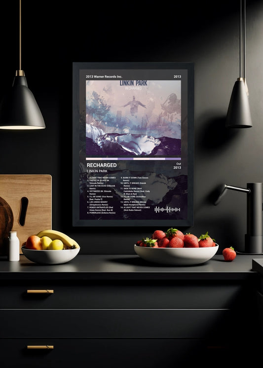 Quadro Decorativo LINKIN PARK RECHARGED (Dark) Com Vidro