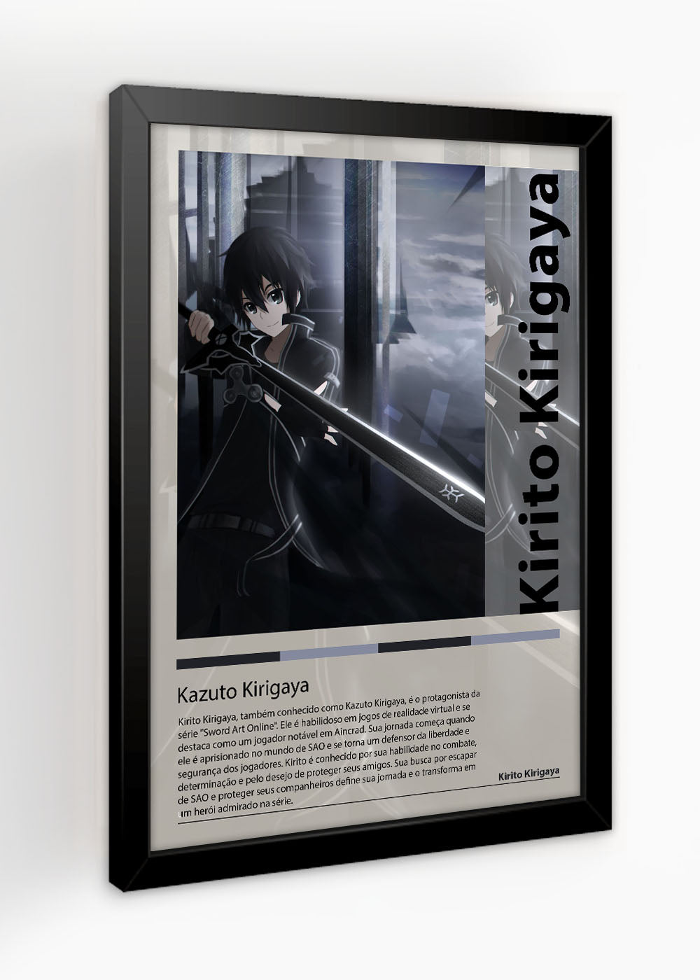 Quadro Decorativo Kirito Kirigaya Sword Art Online Com vidro