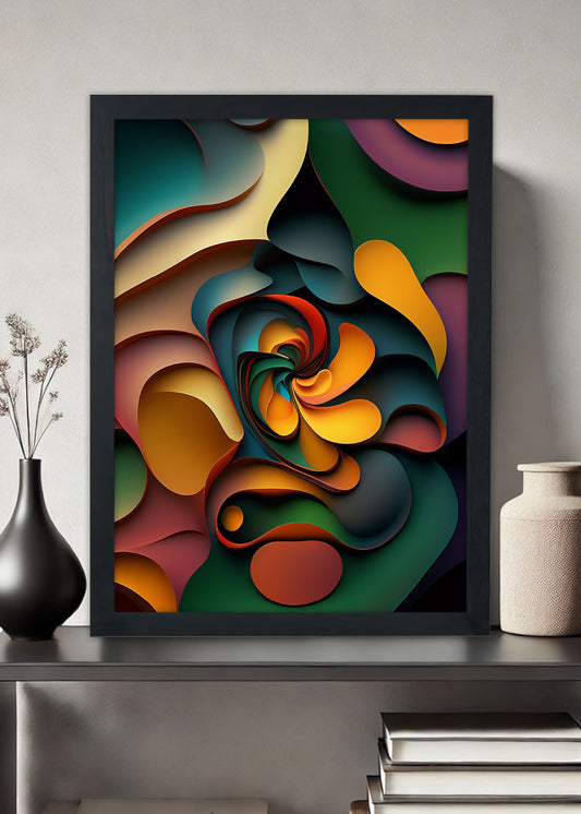 Quadro Decorativo Arte de cores e formas - Com vidro