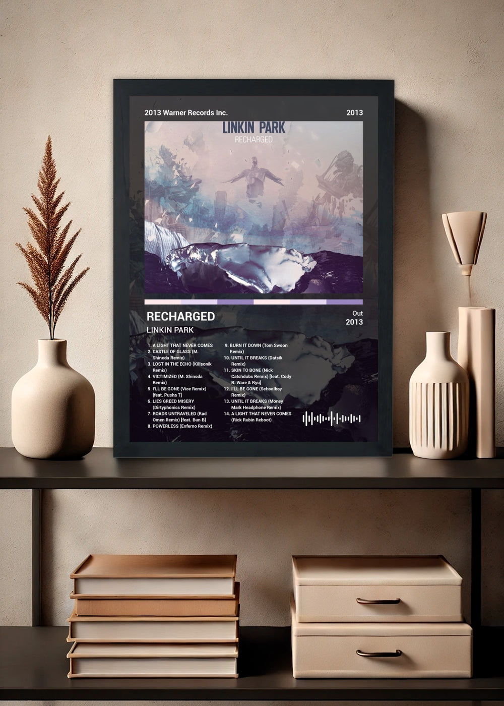 Quadro Decorativo LINKIN PARK RECHARGED (Dark) Com Vidro