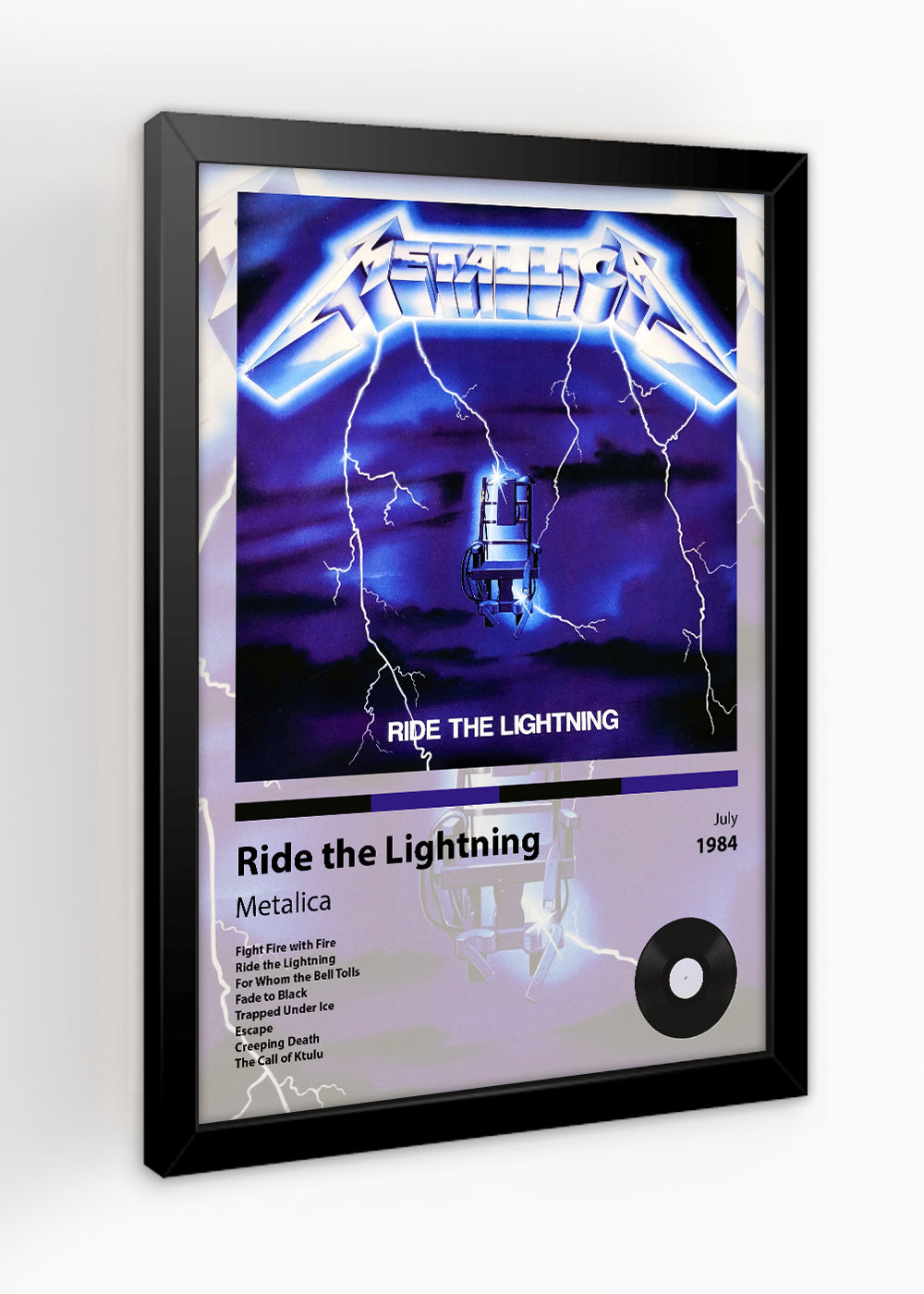 Quadro Ride the Lightning - Metalica - Com vidro