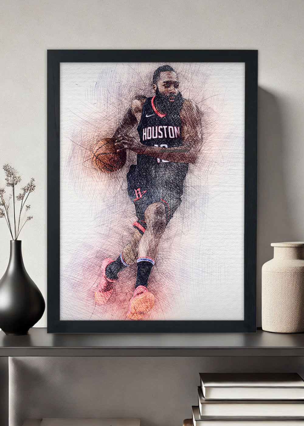 Quadro Decorativo James Harden - Houston Rockets - Com vidro