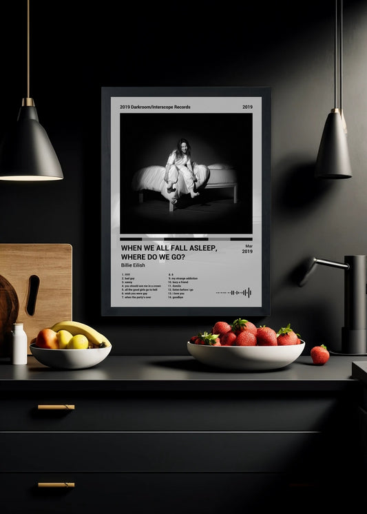 Quadro Billie Eilish WHEN WE ALL ... (Black&white) Com Vidro