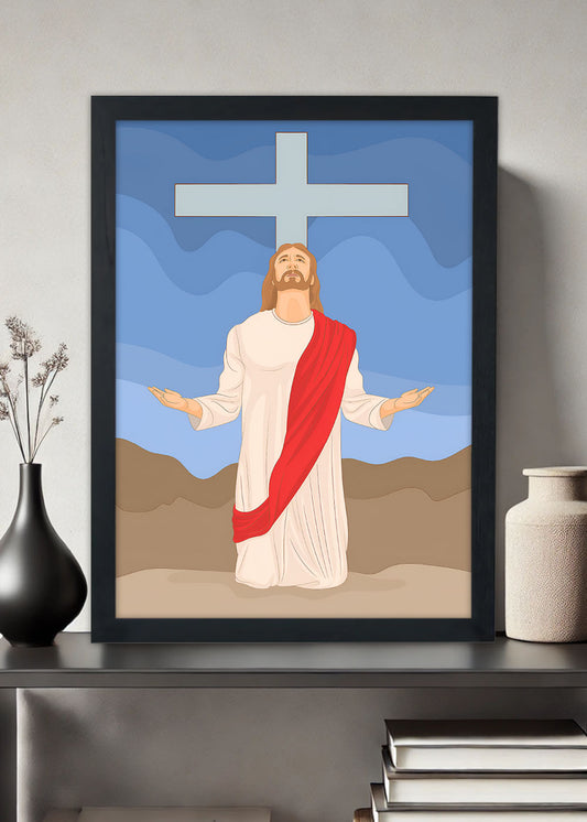 Quadro Desenho animado de Jesus Cristo - Com vidro