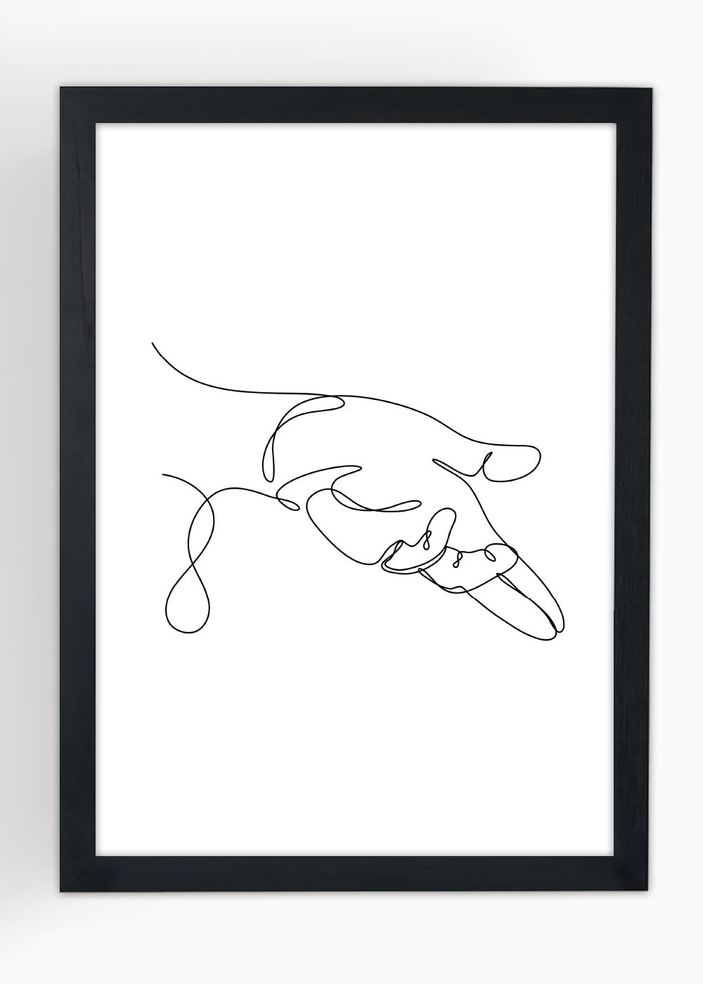 Quadro Decorativo Mãos One Line Art - Com vidro